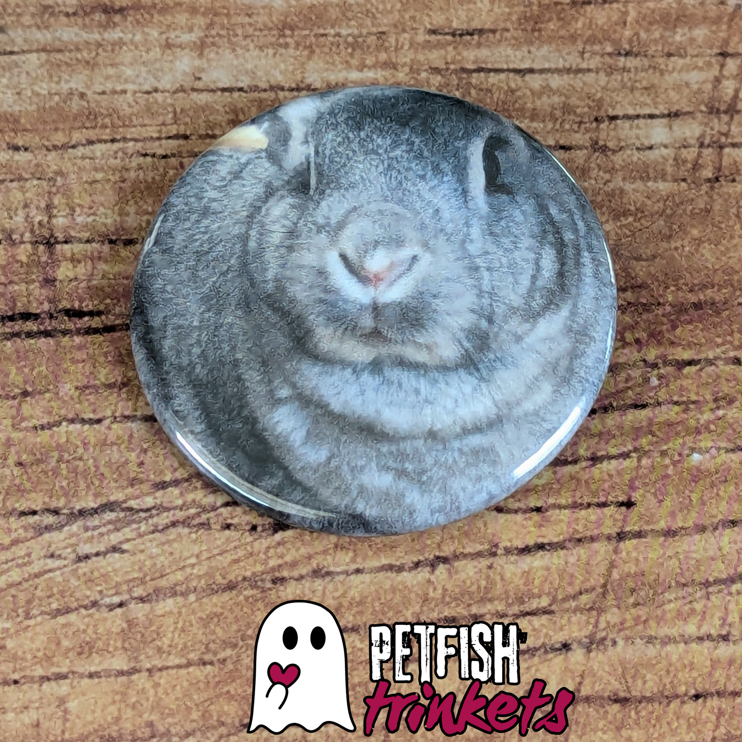 Grey Bunny as a 1.75 in button