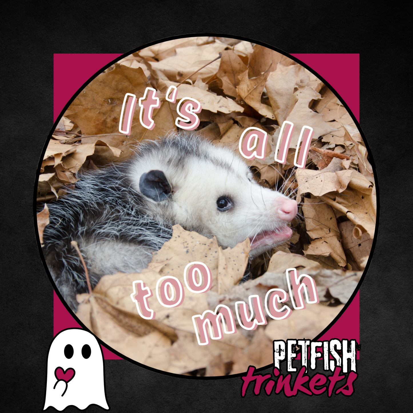Opossum button from Petfish Trinkets